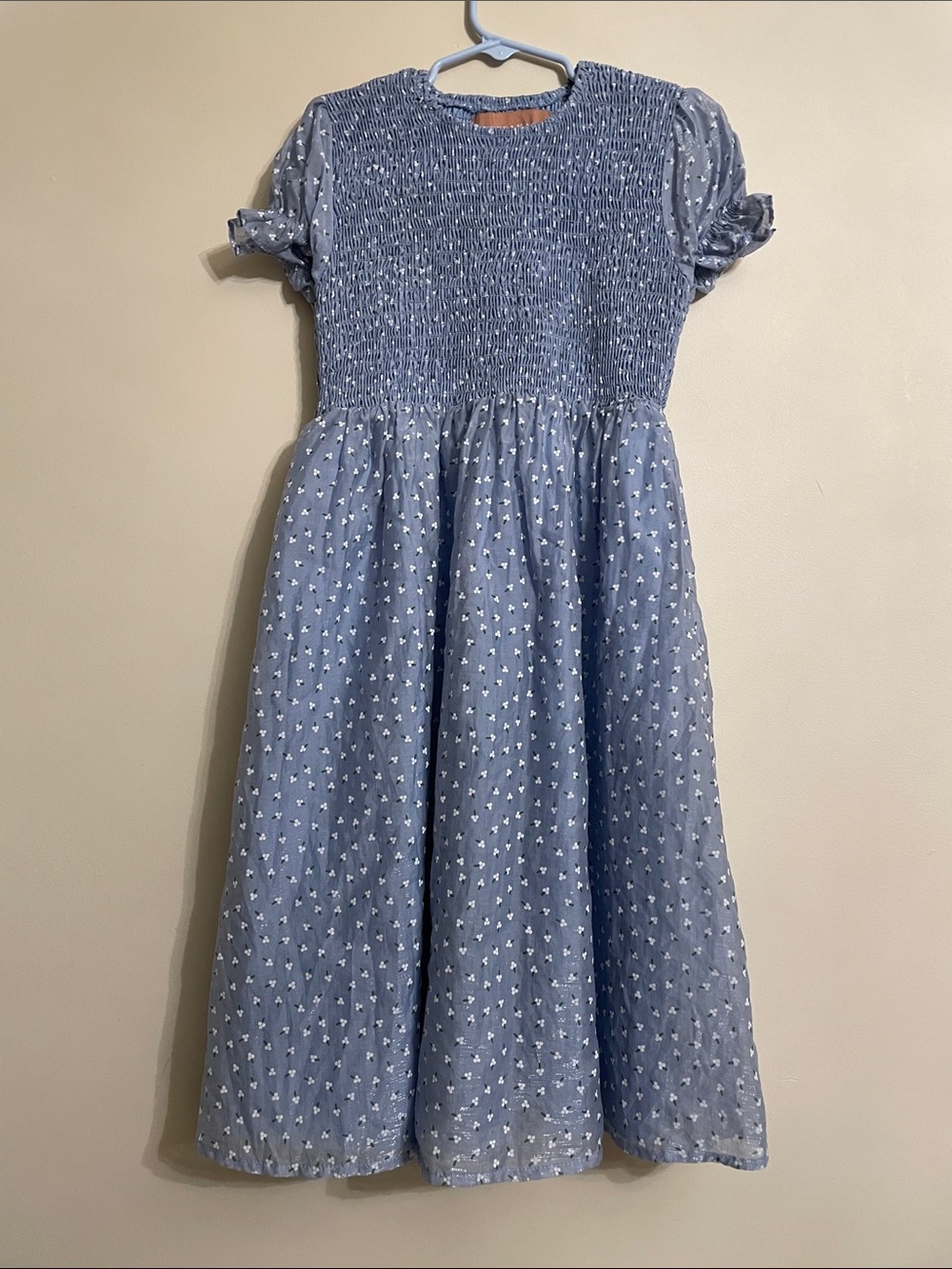 JESSAKAE Blue Floral Smocked Midi Dress Girls Size 8-9Y Cottagecore